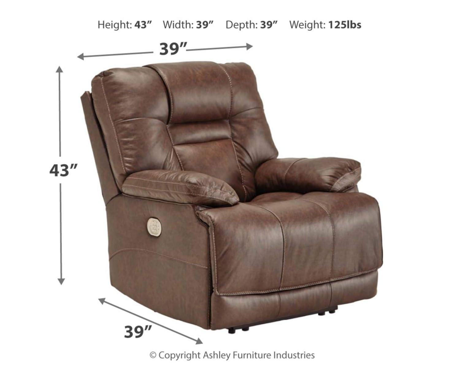 Signature Design by Ashley Wurstrow Leather Power Recliner in Umber