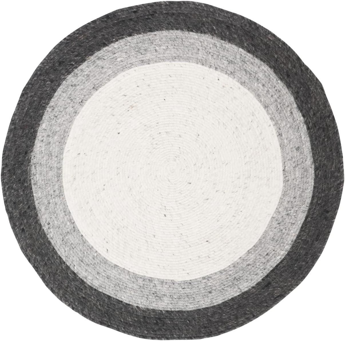 Braided BRD903 Hand Woven Indoor Area Rug - Grey/Ivory - 8' Round - Safavieh