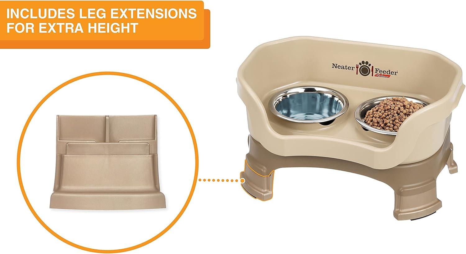 Neater Pets Neater Feeder Deluxe With Leg Extensions Mess-Proof Elevated Food & Water Bowls for Small Dogs, Cappuccino