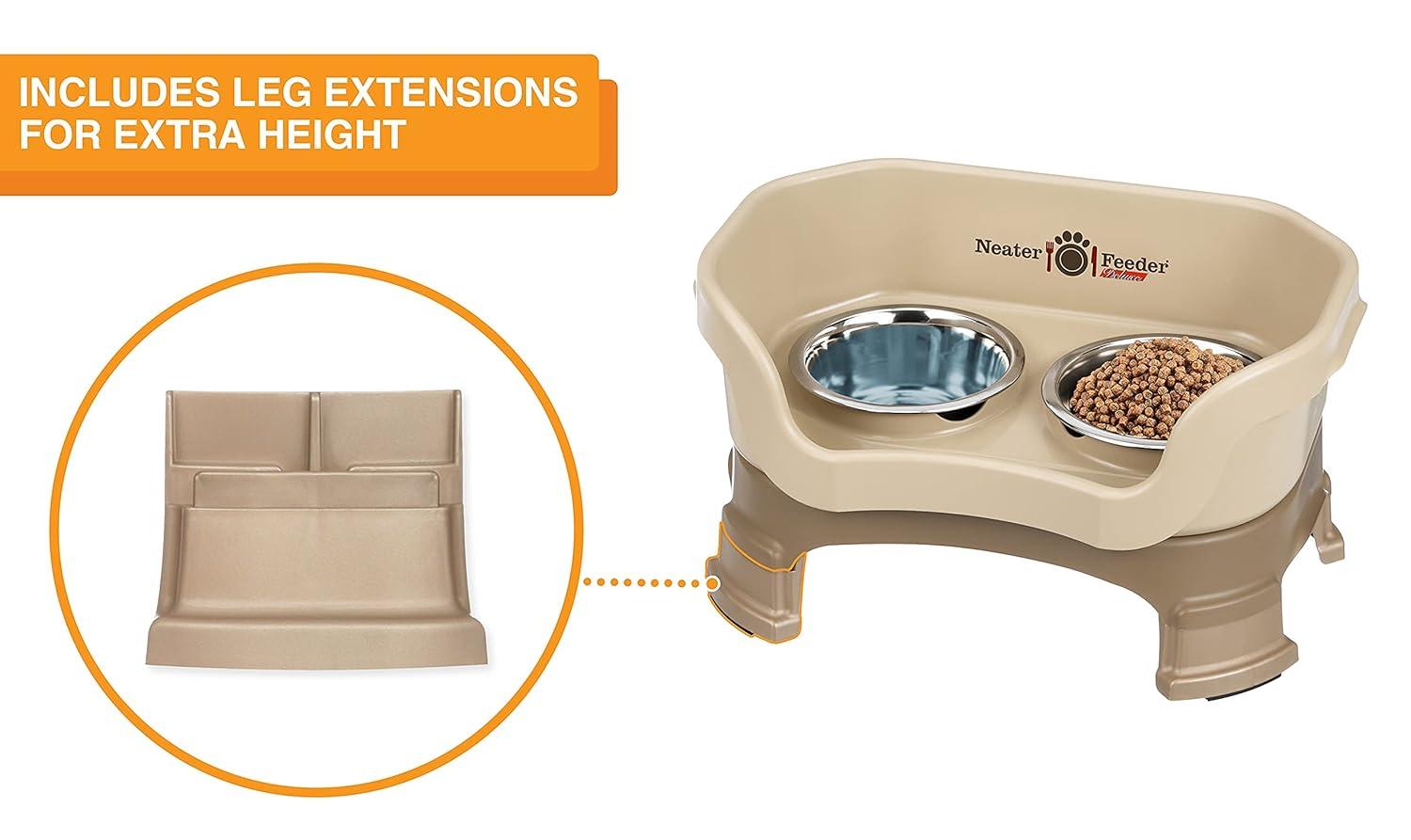 Neater Pets Neater Feeder Deluxe With Leg Extensions Mess-Proof Elevated Food & Water Bowls for Small Dogs, Cappuccino