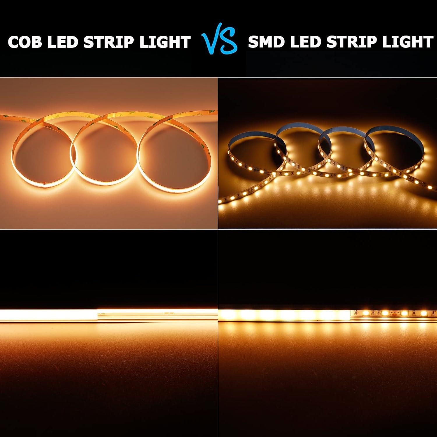 32.8ft(10M) 24V COB LED Strip Light Warm White 3000K 3840LEDs CRI 93+ 6800lm Uniform Glow Dotless IP20 Not Waterproof Flexible LED Tape Lights for DIY Cabinet Bedroom Home Decor(No Power Supply)
