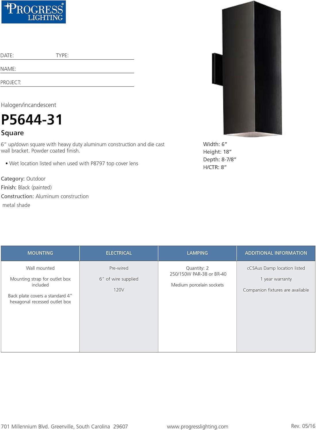 Progress Lighting, Verona, 2-Light Outdoor Wall Light, Antique Bronze, No Shade, Material: Porcelain, Finish Color: Black