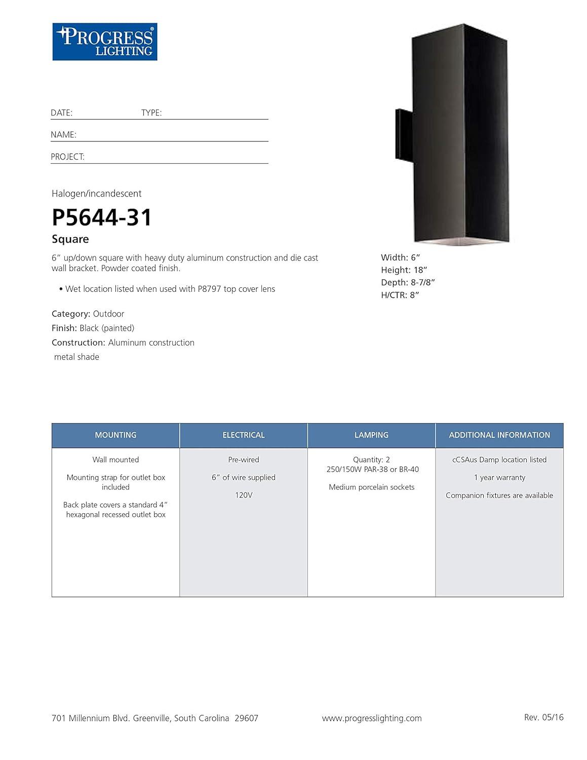Progress Lighting, Verona, 2-Light Outdoor Wall Light, Antique Bronze, No Shade, Material: Porcelain, Finish Color: Black