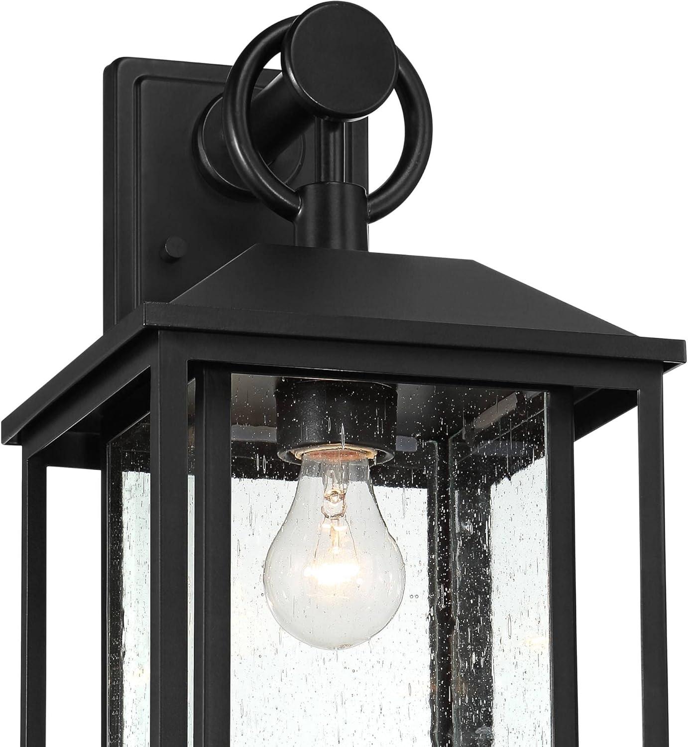 John Timberland Califa Mission Outdoor Wall Light Fixture Black Metal 18" Clear Seedy Glass for Post Exterior Barn Deck House Porch Yard Patio Home