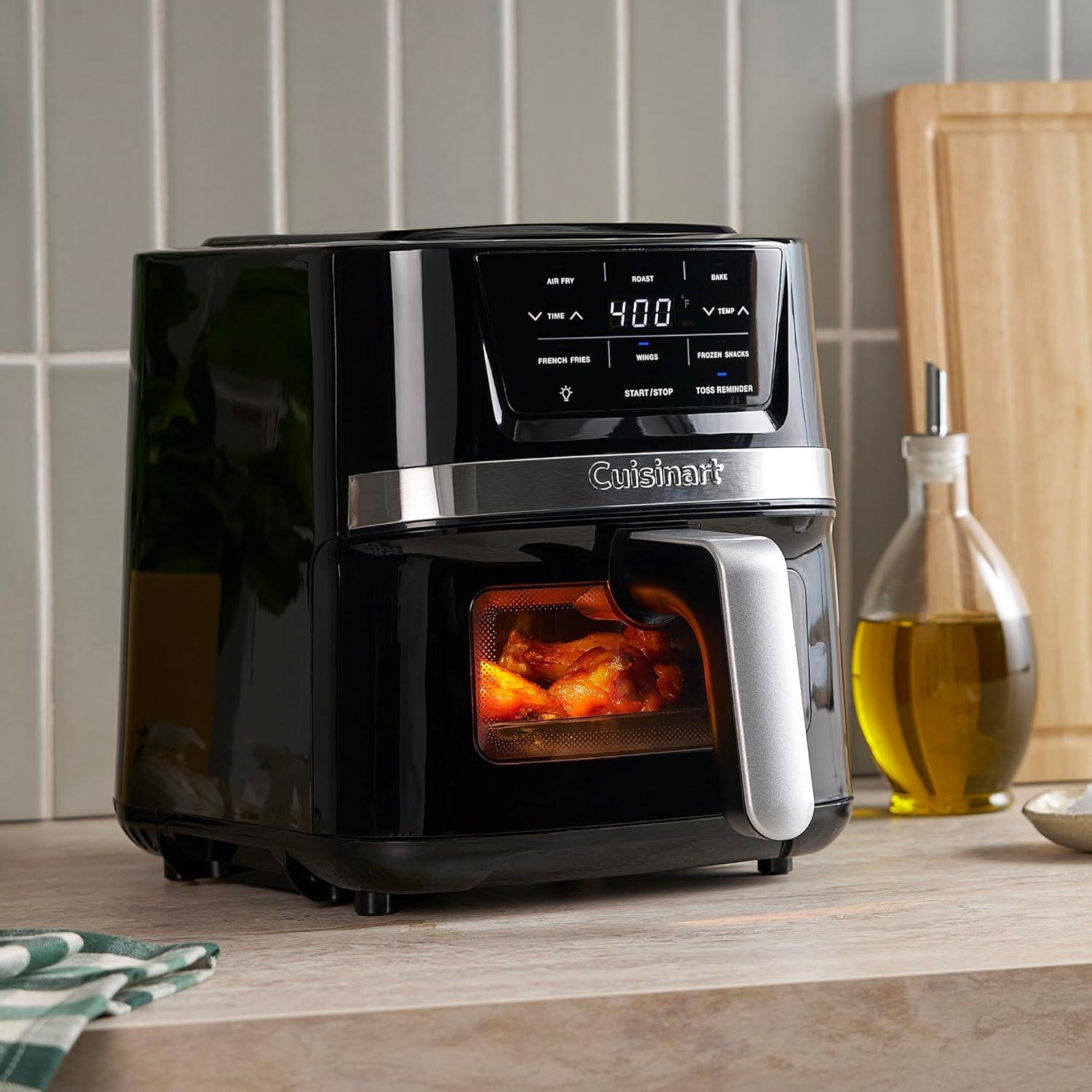 Cuisinart 2.6qt Basket Air Fryer Black/Stainless Steel Finish AIR-80: 1100W, Cool Touch Handle, Dishwasher-Safe Parts