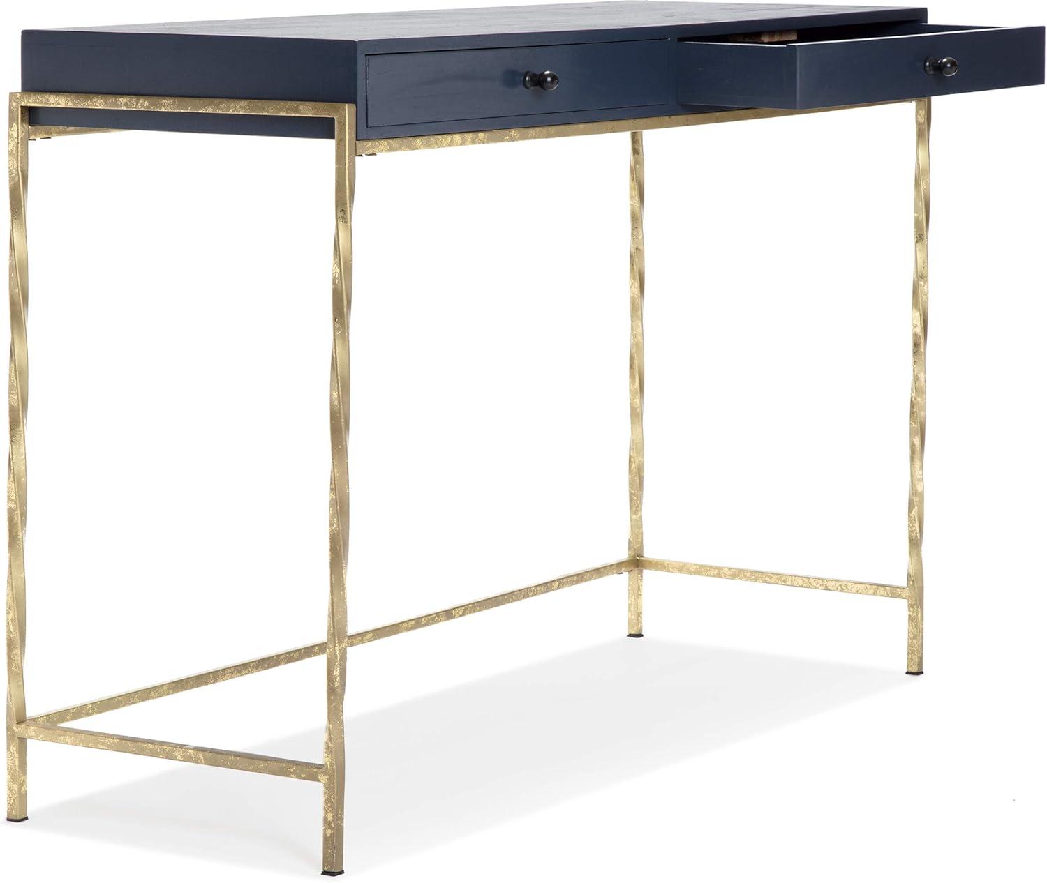 Jolie Modern Living Room Console Table Navy Blue/Gold - Adore Decor: Chic 2-Drawer Design, Glossy Finish, Metal Frame