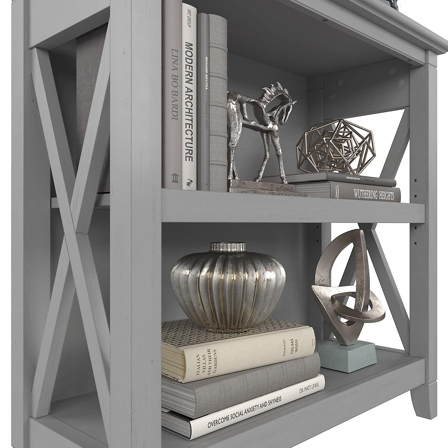 Key West Small 2 Shelf Bookcase in Cape Cod Gray - Engineered Wood