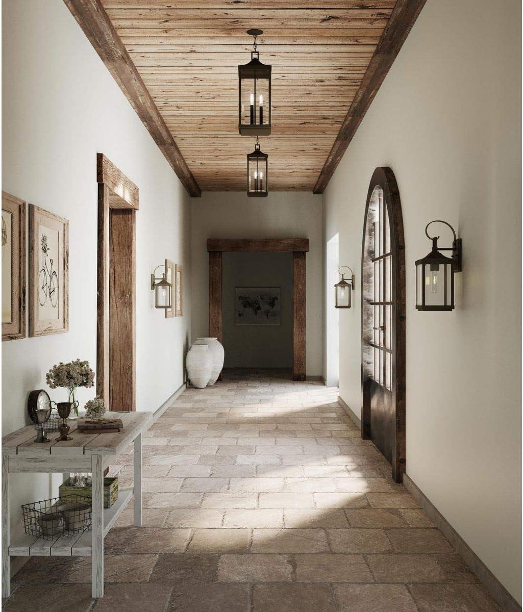 Progress Lighting, Devereux, 3-Light Outdoor Hanging Lantern, Antique Bronze, Etched White Pillar Shade