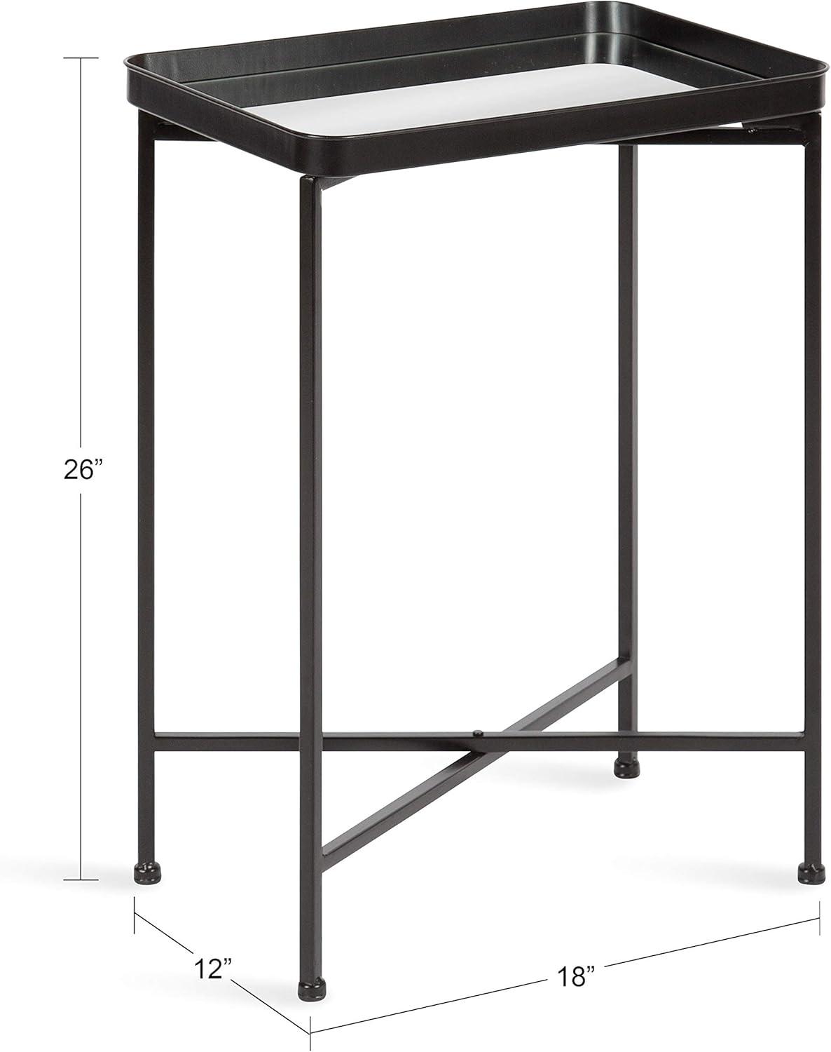 Kate and Laurel Celia Rectangle Metal Side Table, 18x12x26, Black
