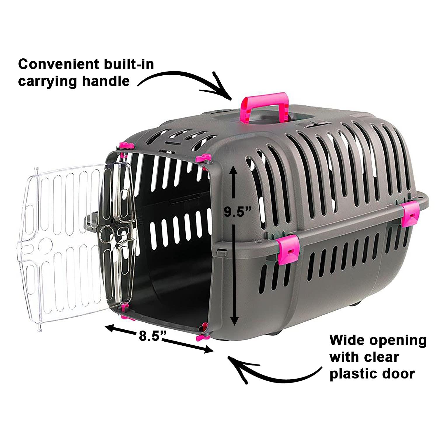 Ferplast Jet Pet Carrier: Value Dog Carrier Suitable for Toy Dog Breeds & Small Cats, 18.51L x 12.6W x 11.42H, Fuchsia