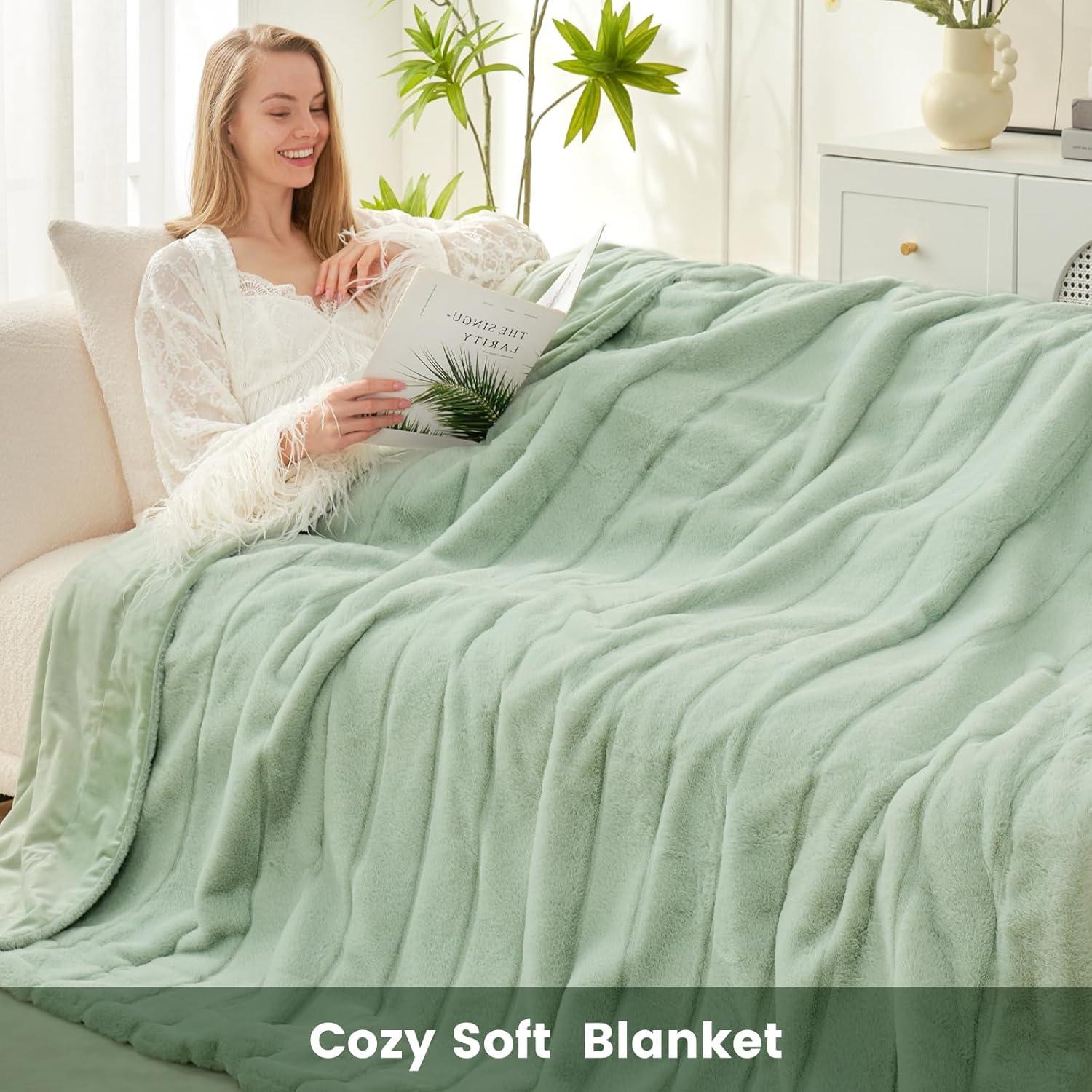 Cozy Bliss Cozy Bliss Faux Fur Throw Blanket Plush Soft Winter Blanket For Sofa Couch, Bedroom, And Living Room