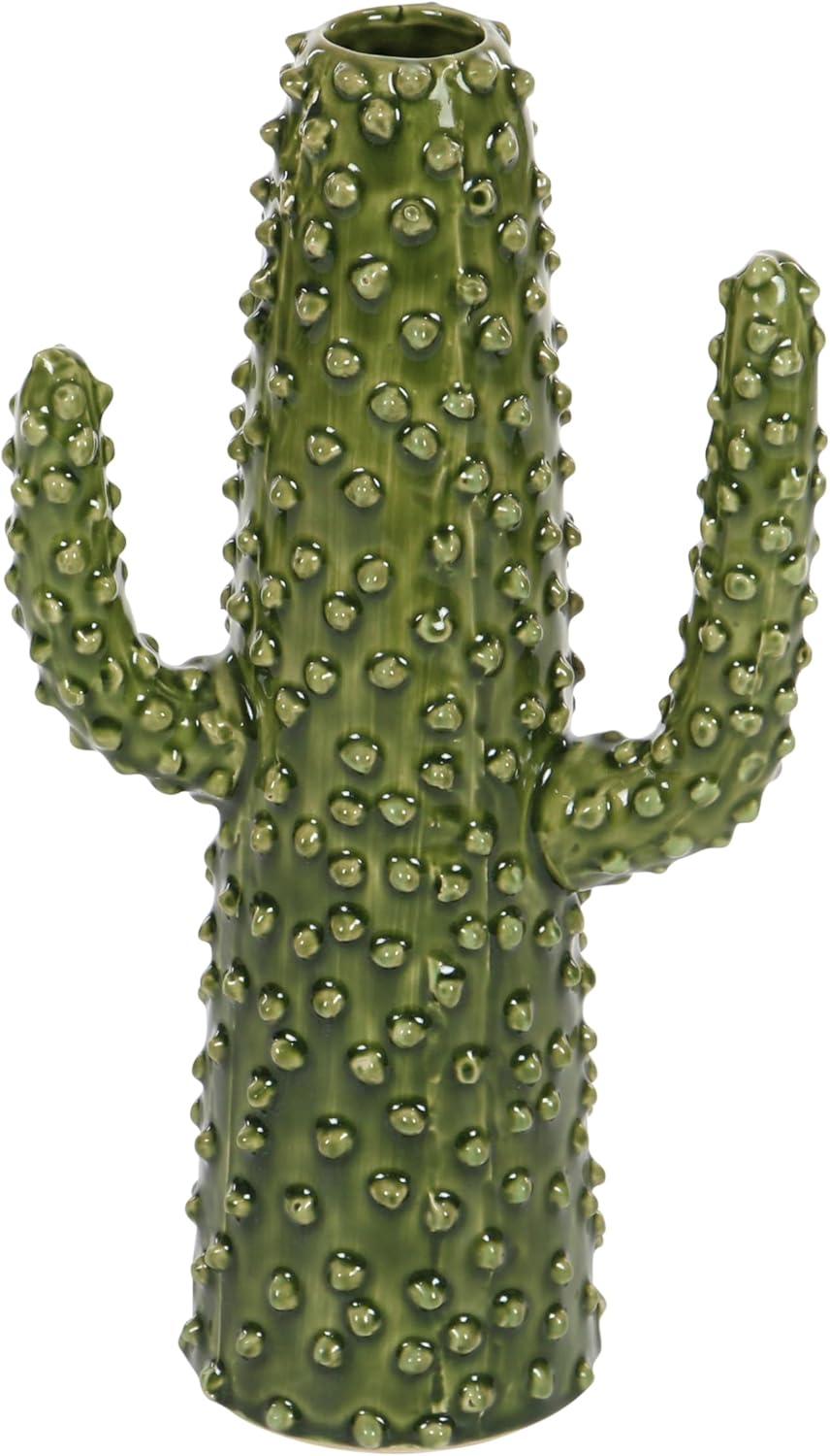 DecMode 13" Cactus Green Ceramic Vase