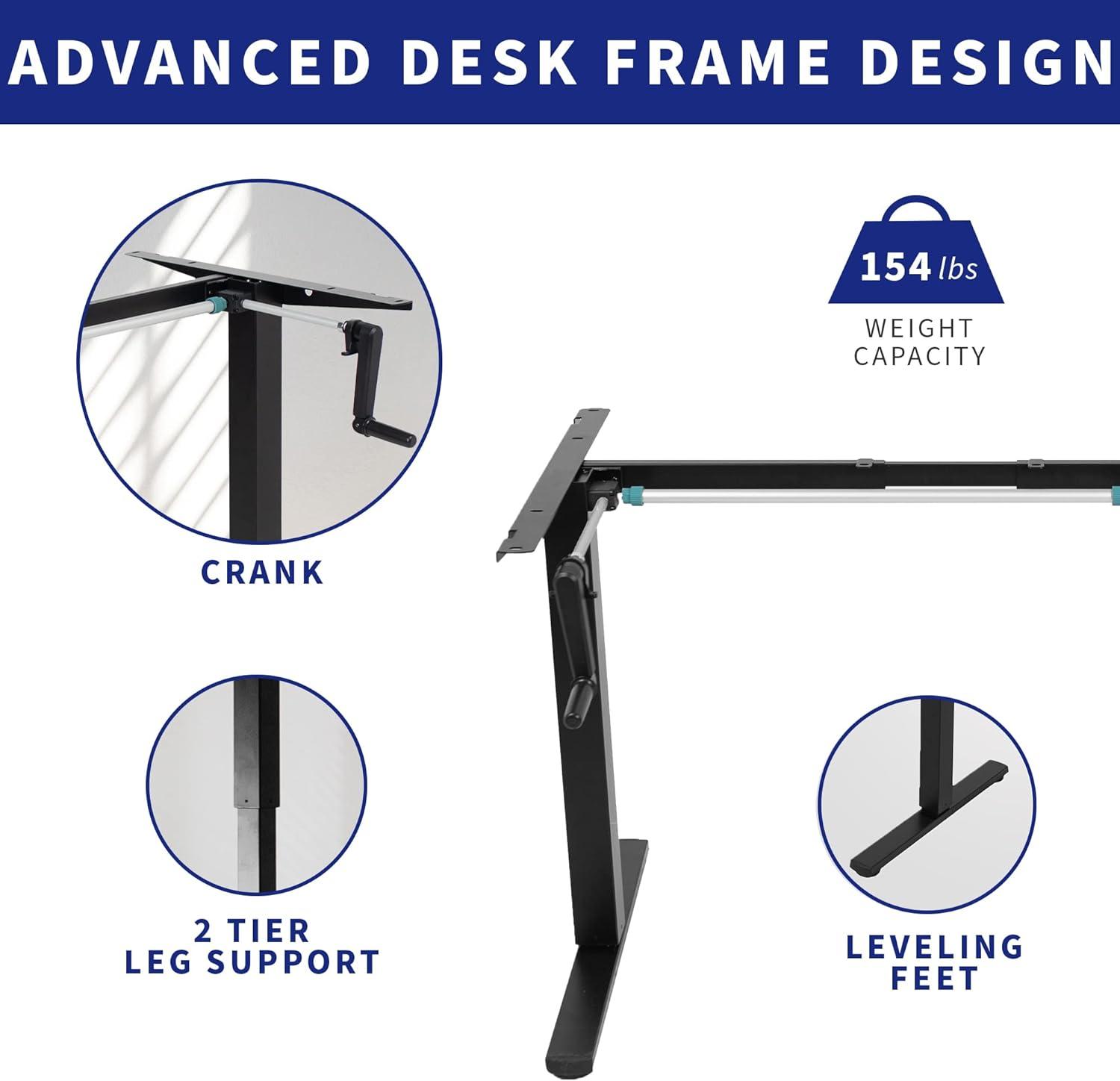 VIVO Manual Height Adjustable Stand Up Desk Frame Crank System, M051MB series