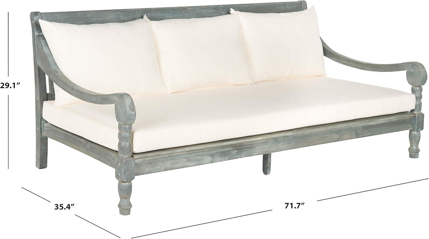 SAFAVIEH  OUTDOOR Pasadena Day Bed Ash Grey / Beige