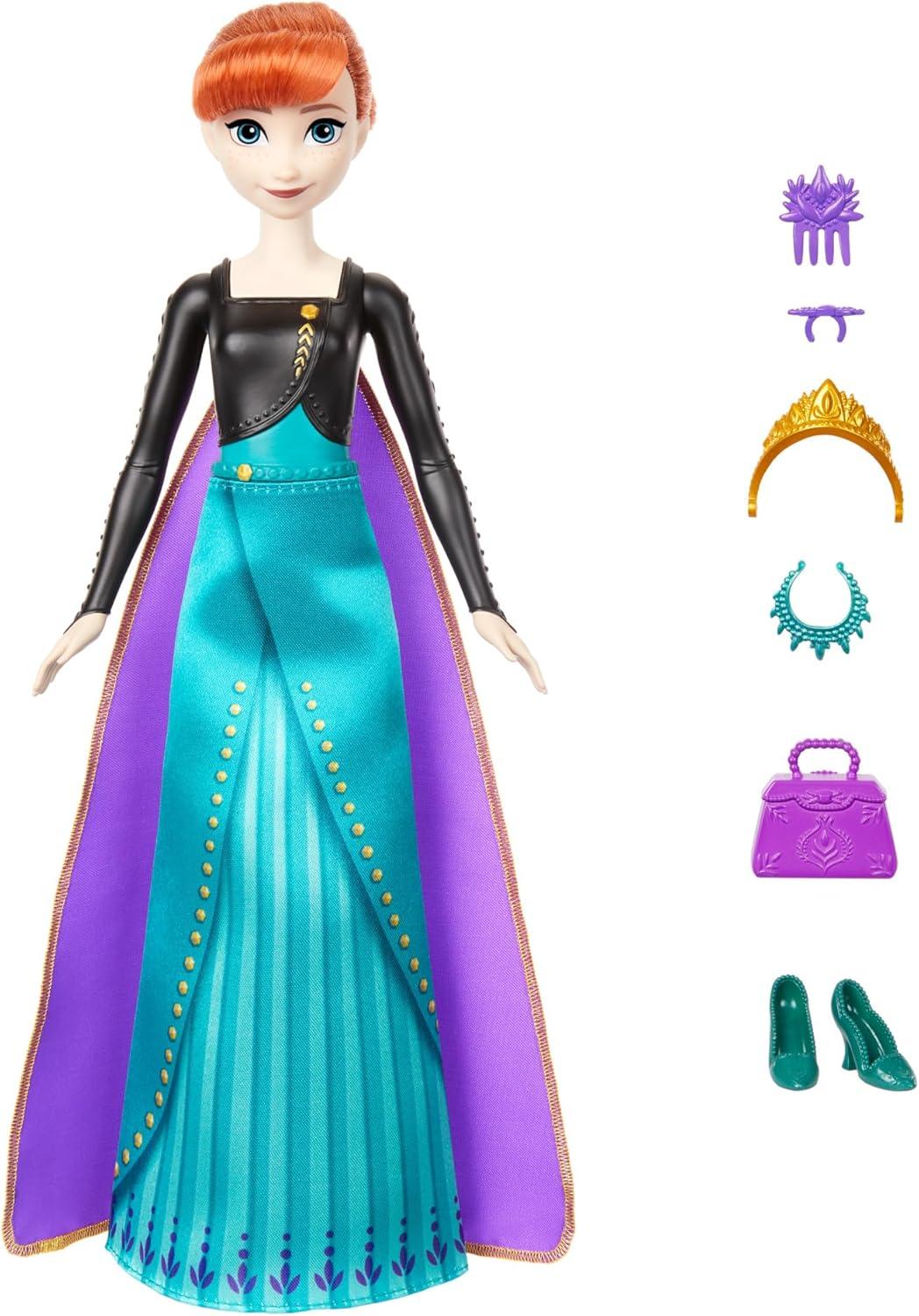 Disney Frozen Spin & Reveal Anna 12" Fashion Doll Red Hair/Blue Eyes Accessories with 11 Surprises