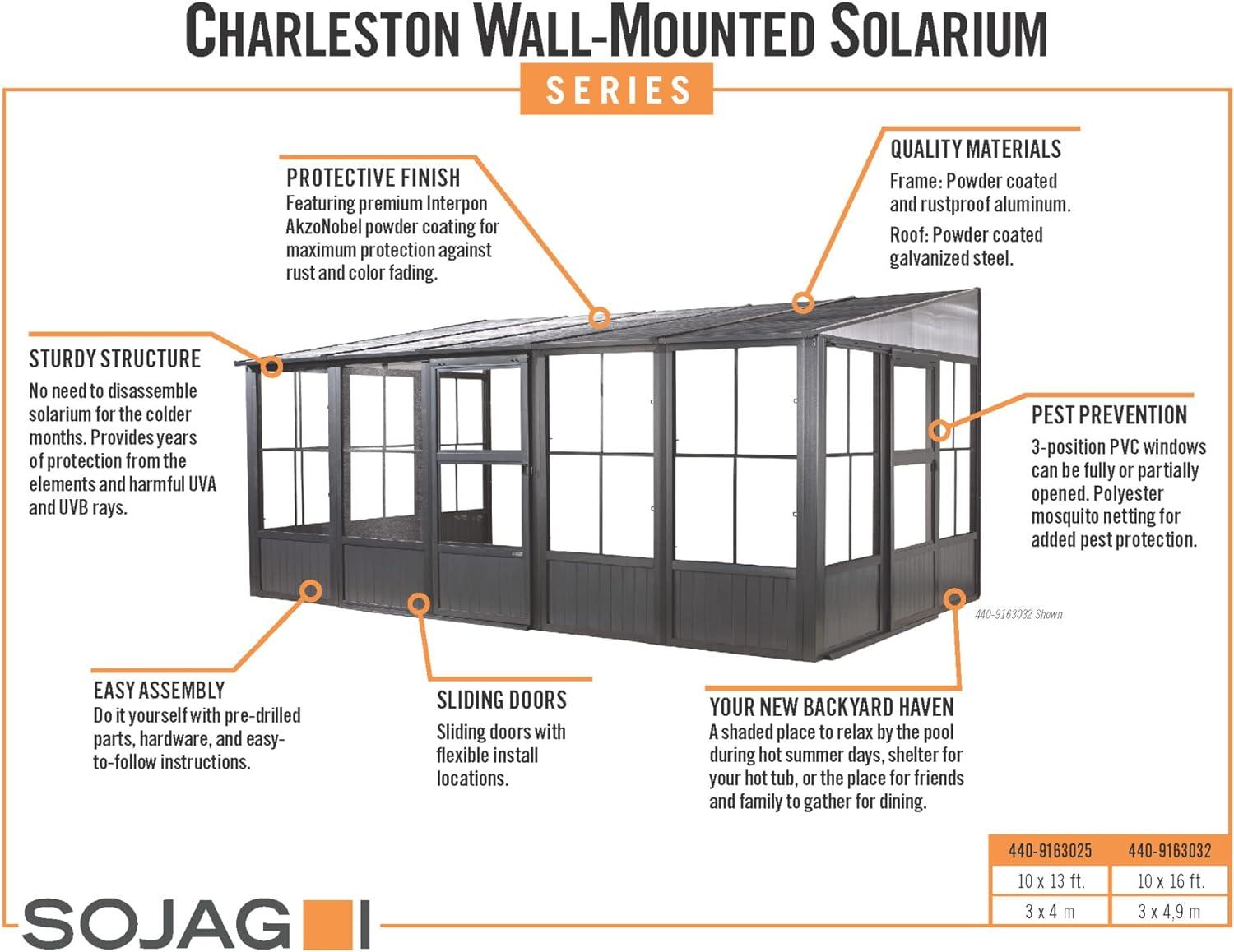 Sojag Charleston 16 Ft. W x 10 Ft. D Aluminum Patio Gazebo