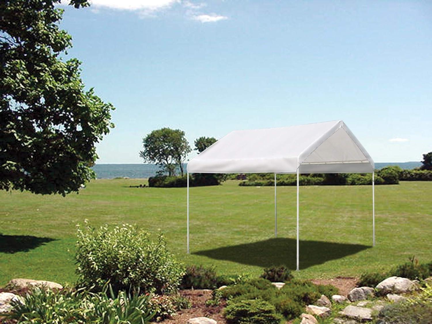 10 Ft. White Steel Pop-Up Canopy with Waterproof Cover