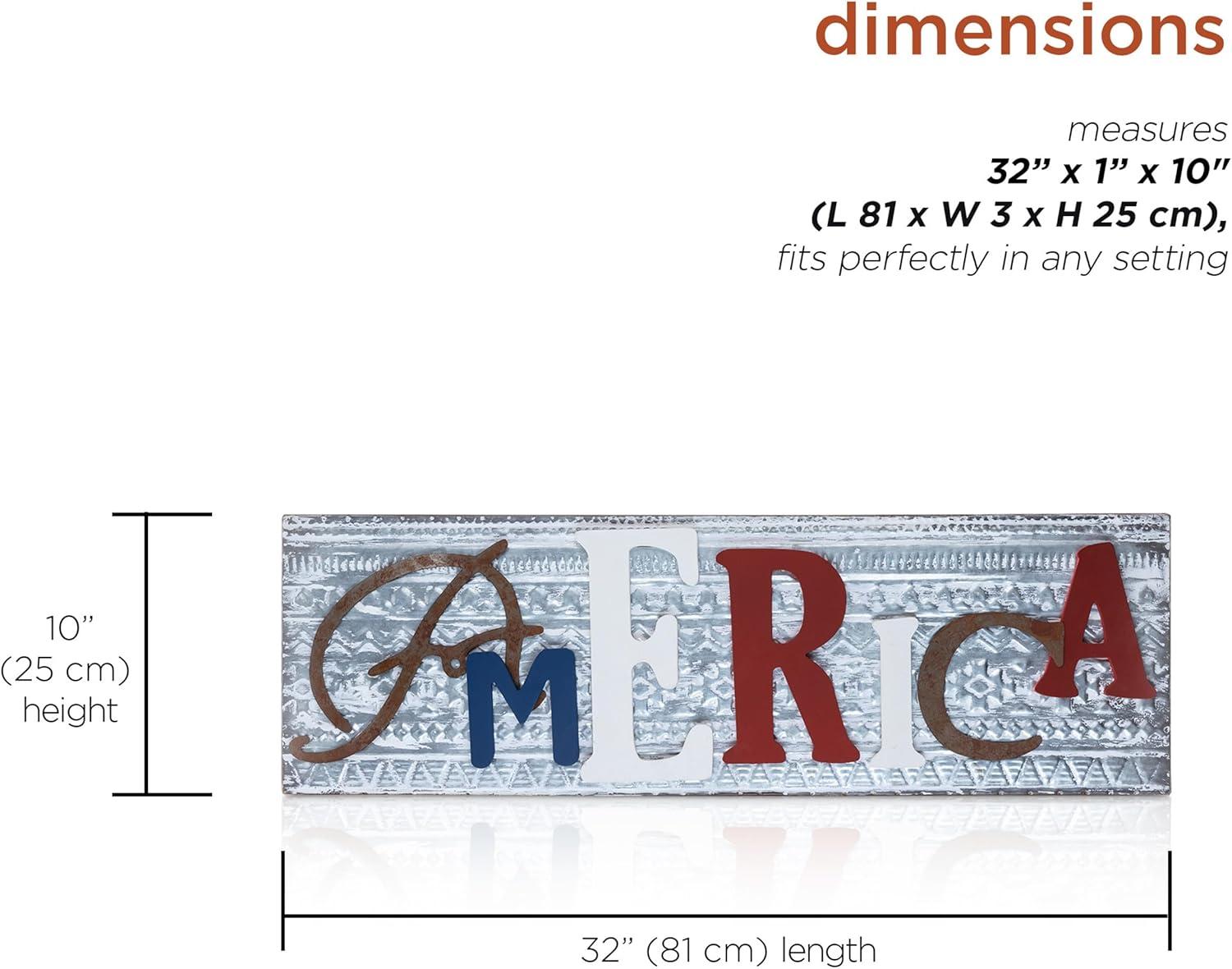 Wood and Metal America Wall Decor - Alpine Corporation: Indoor/Outdoor Patriotic Art, 24x16"