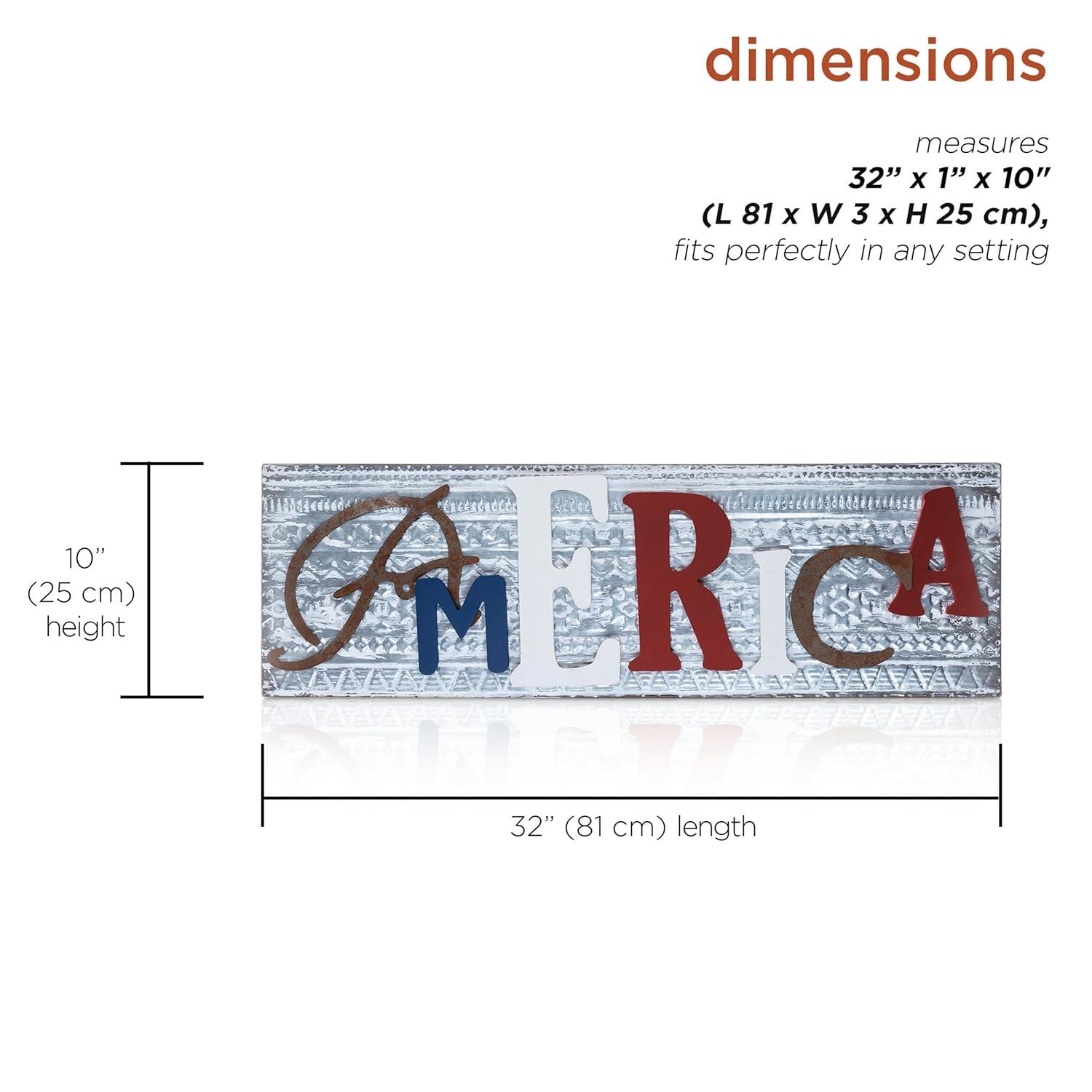 Wood and Metal America Wall Decor - Alpine Corporation: Indoor/Outdoor Patriotic Art, 24x16"
