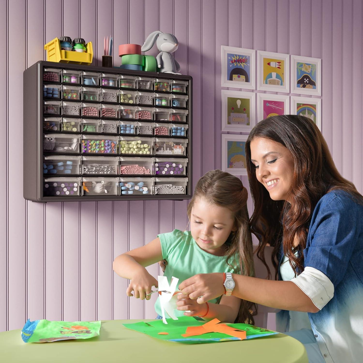 Black 44-Drawer Plastic Storage Cabinet