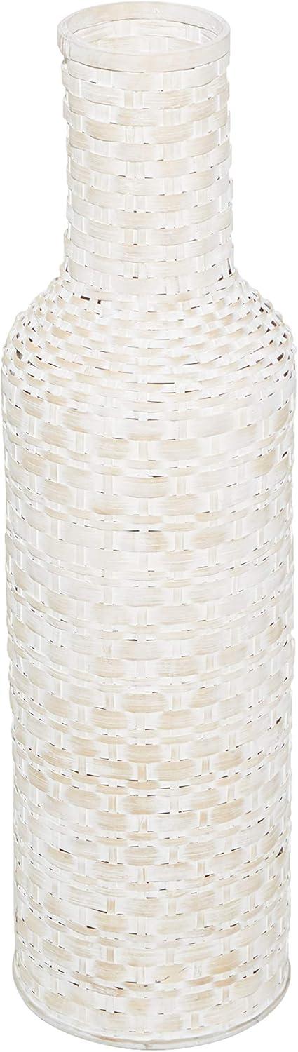 Studio 350 Intricately Woven Tall Bamboo Wood Floor Vase - White or Brown Brown - 9"W, 39"H