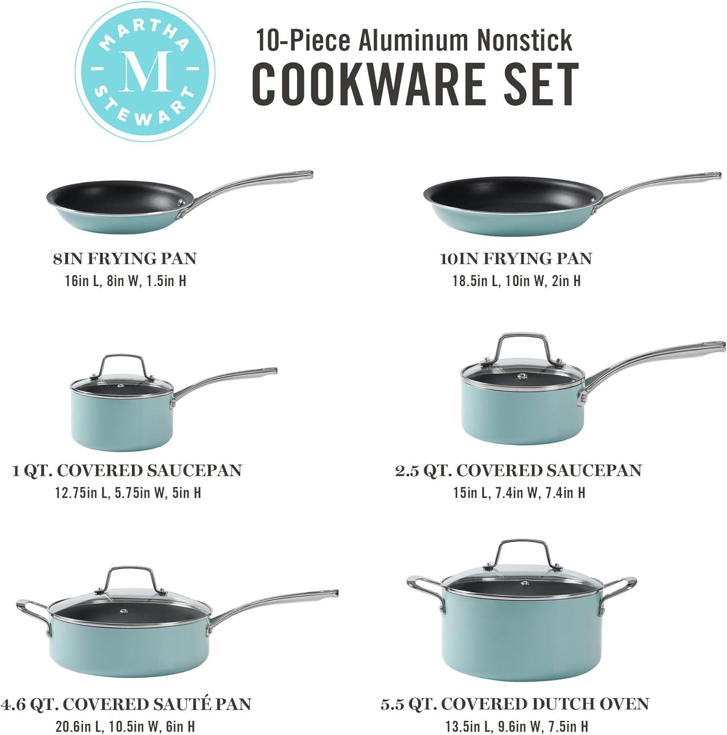 Martha Blue 10-Piece Nonstick Aluminum Enamel Cookware Set