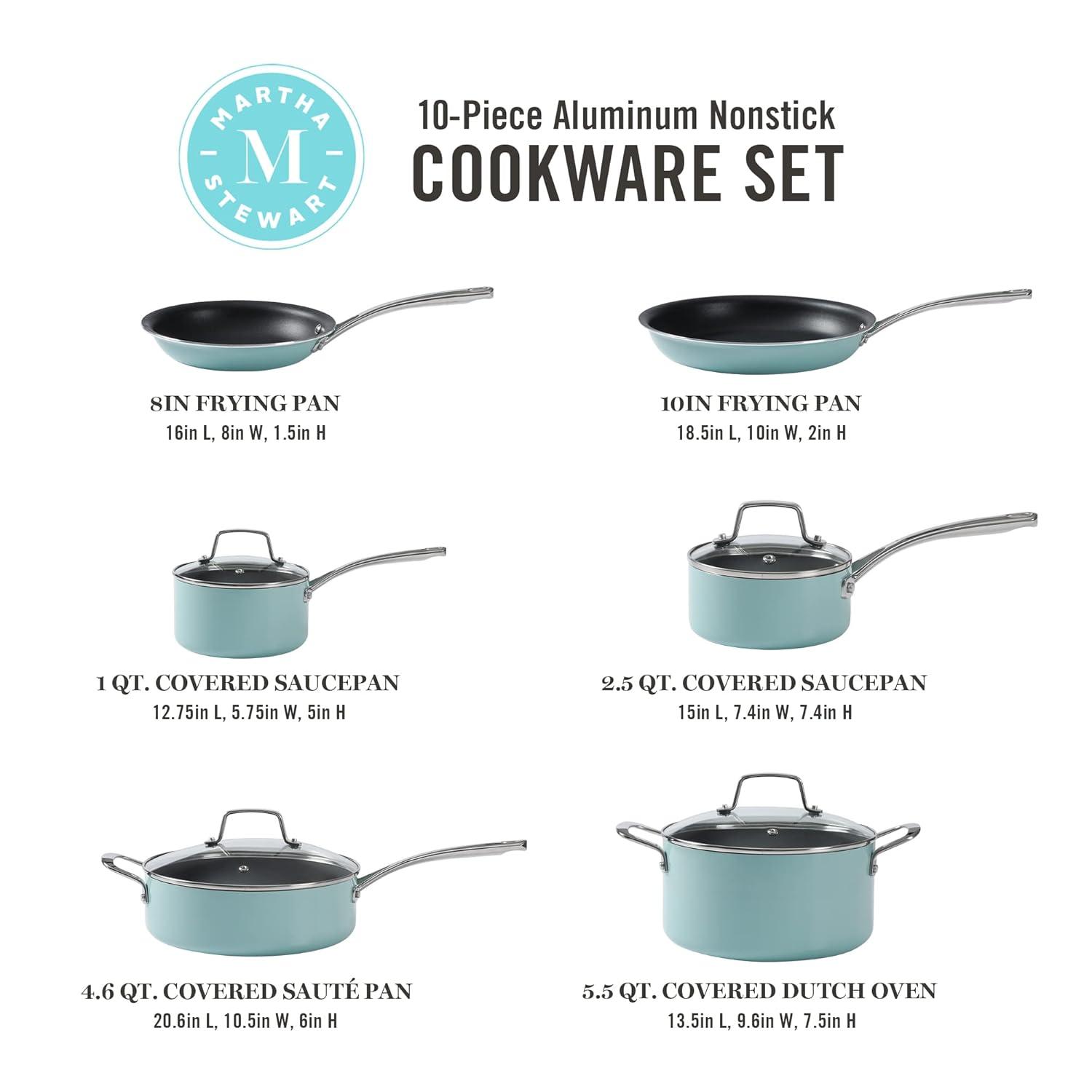 Martha Stewart Martha Stewart 10 Piece Hard-Anodized Aluminum Non Stick Cookware Set