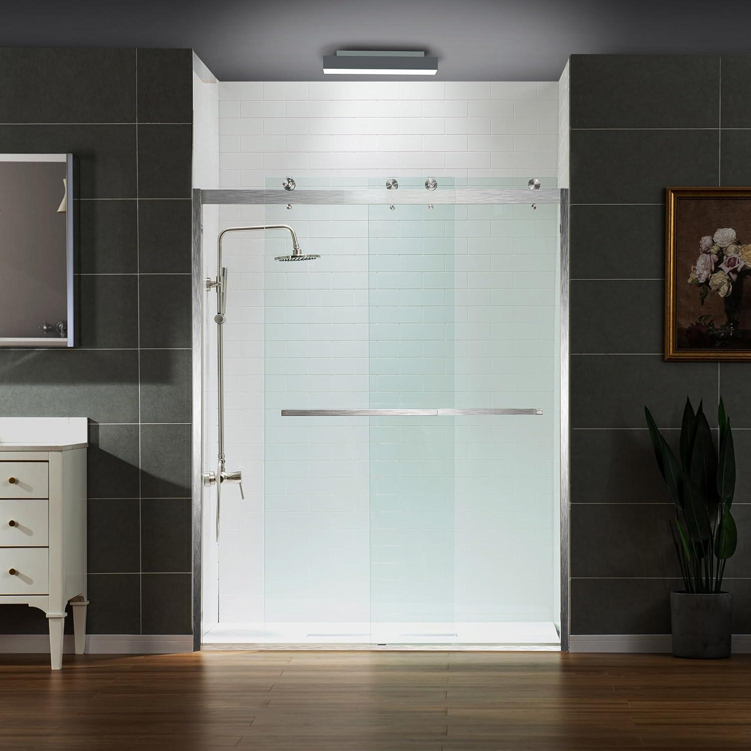 56-60" W x 76" H Double Sliding Frameless Shower Door with 3/8 in. Clear Glass