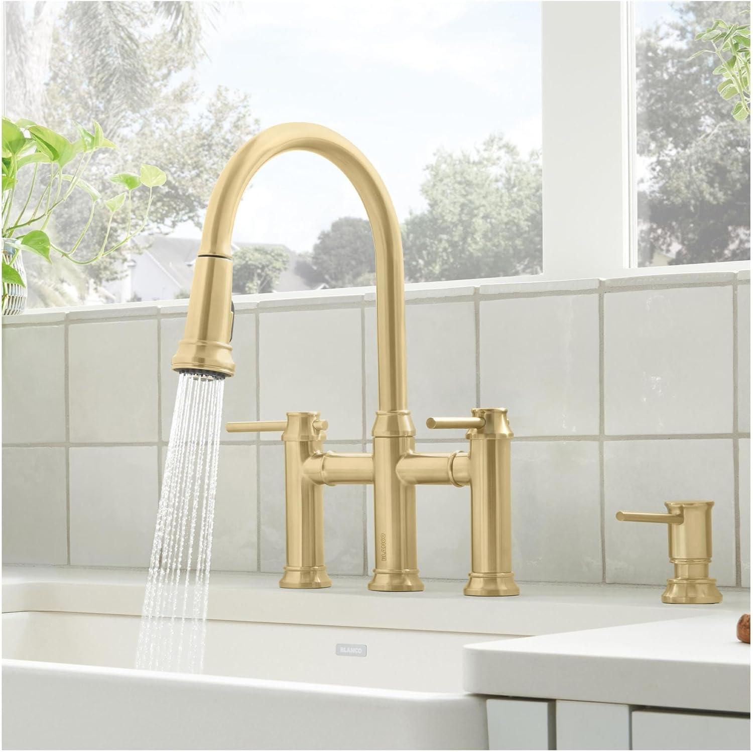 Empressa Pull Down Dual Spray Bridge Faucet