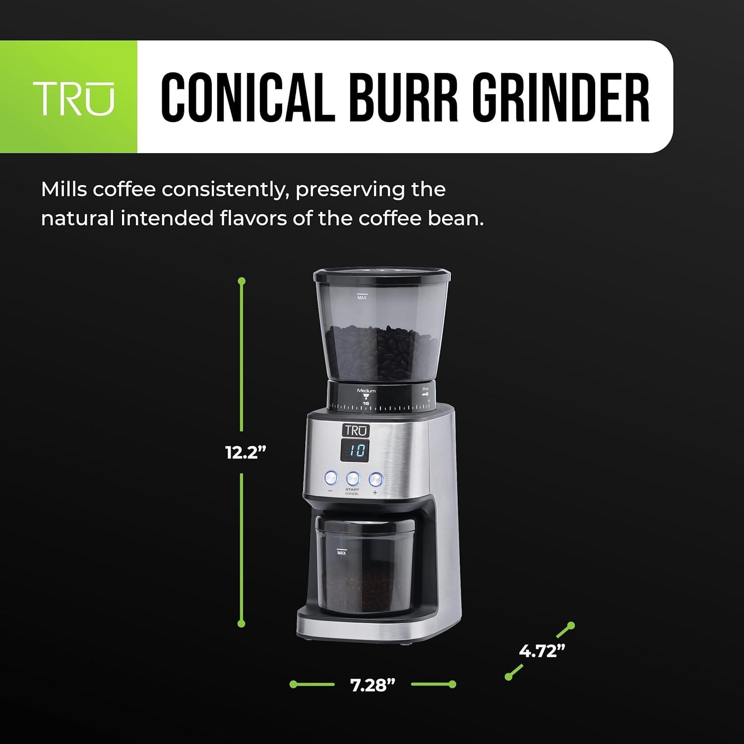 TRU Large Capacity Conical Burr Grinder