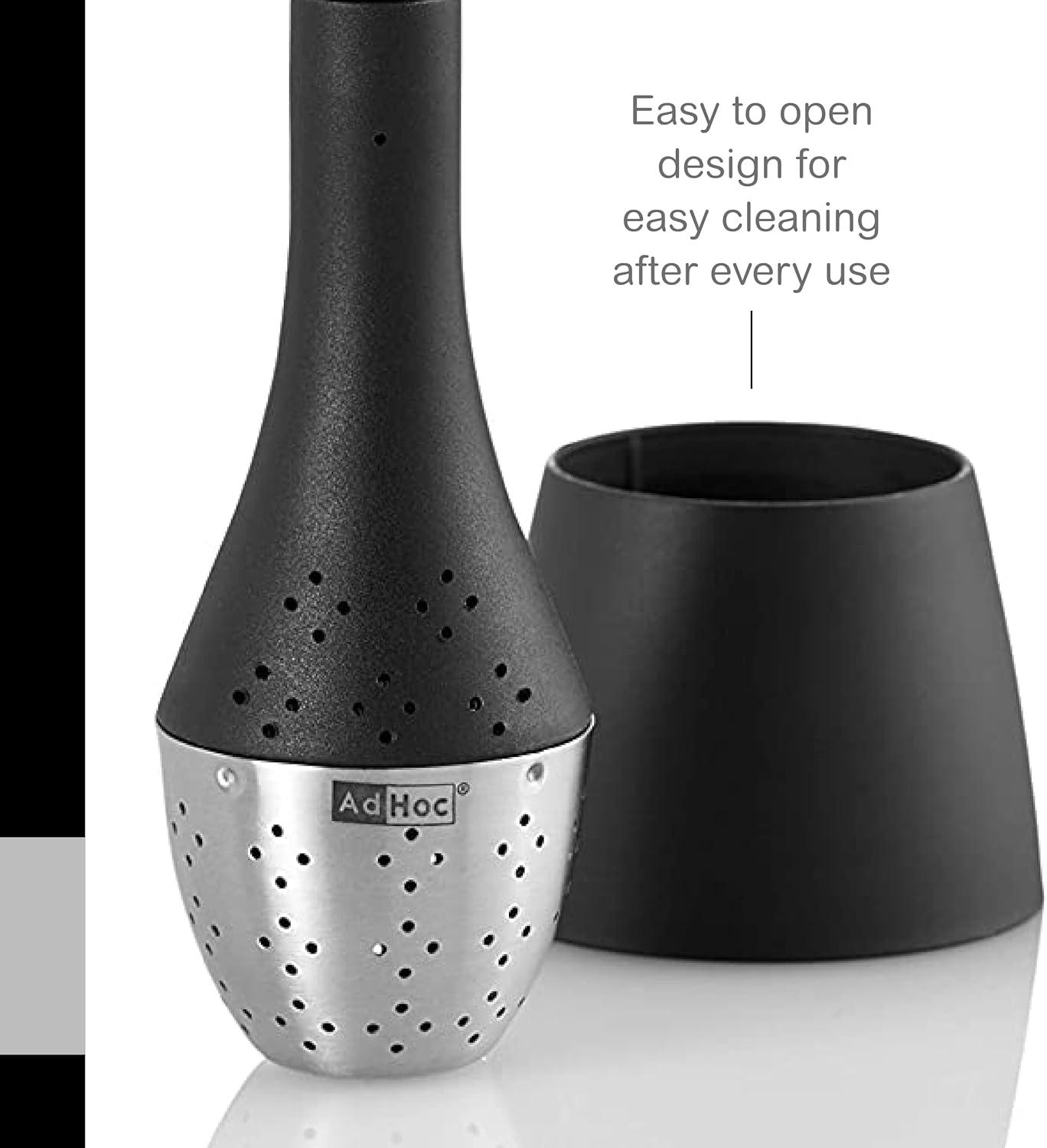 AdHoc Santea Floating Loose Leaf Tea Infuser withMagnetic Hourglass , Black/Silver Stainless Steel