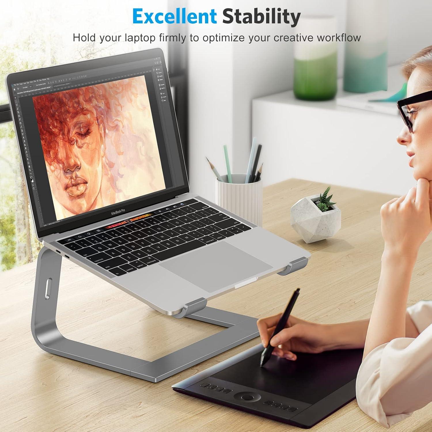 Laptop Stand, Adjustable Ergonomic Laptop Computer Stand for Desk Compatible with MacBook Air Pro, Samsung, Dell XPS, HP, Lenovo More 10-16'' Laptops - Aluminum Alloy