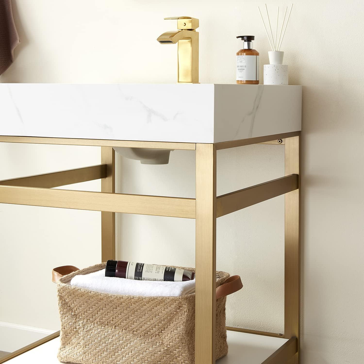 24'' Single Bathroom Vanity with Stone Top