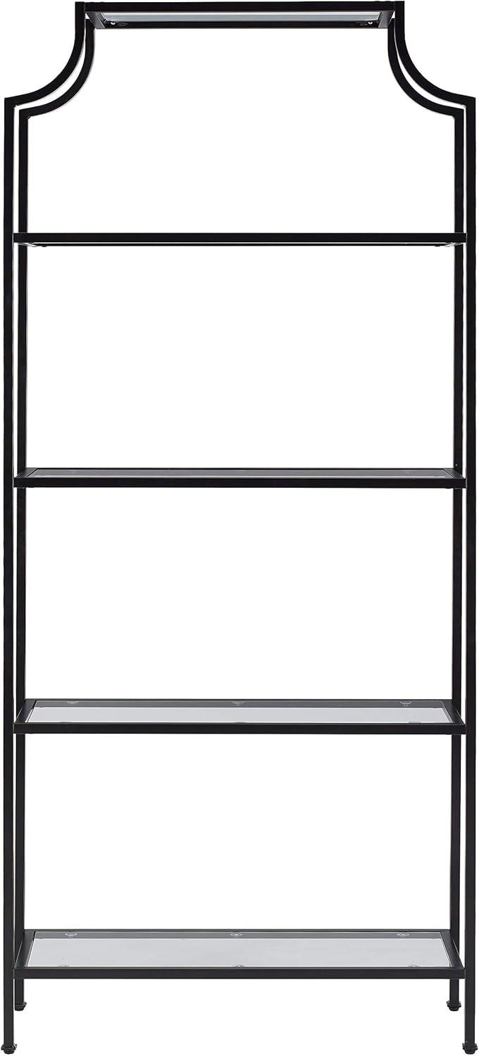 80" Aimee Glass Etagere Oil Rubbed Bronze - Crosley: Sturdy Steel Frame, 4 Fixed Shelves