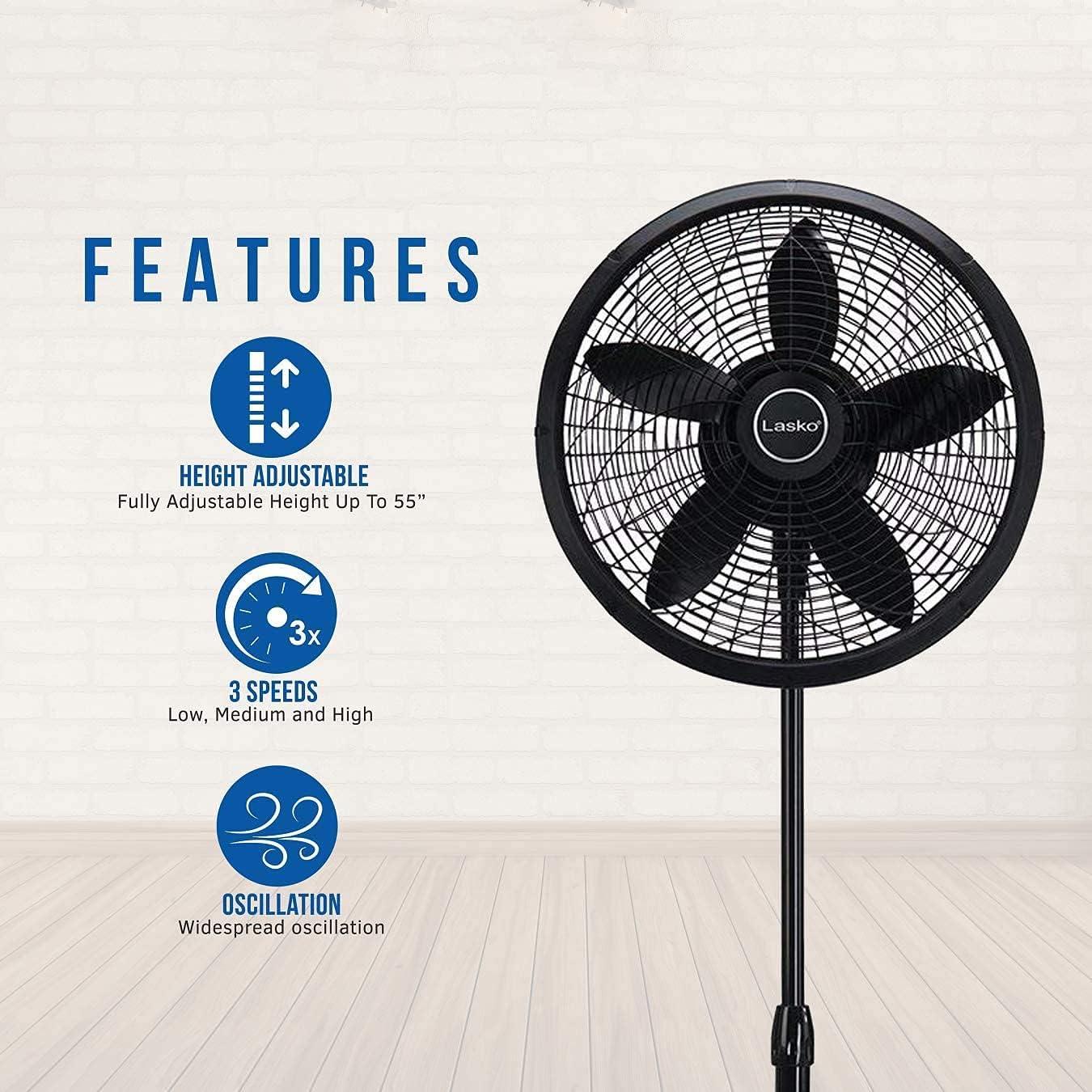 Lasko 8" Elegance & Performance Pedestal Fan, Black (Model#1827)