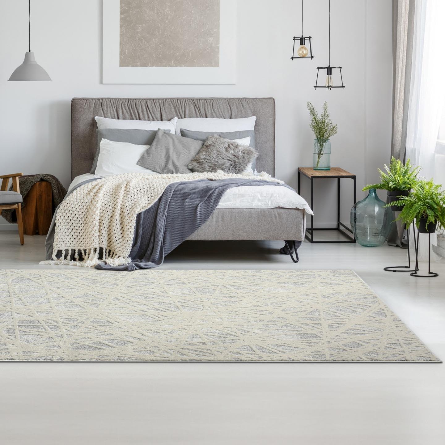 LUXE WEAVERS Geometric Abstract Lines Gray 4x5 Area Rug