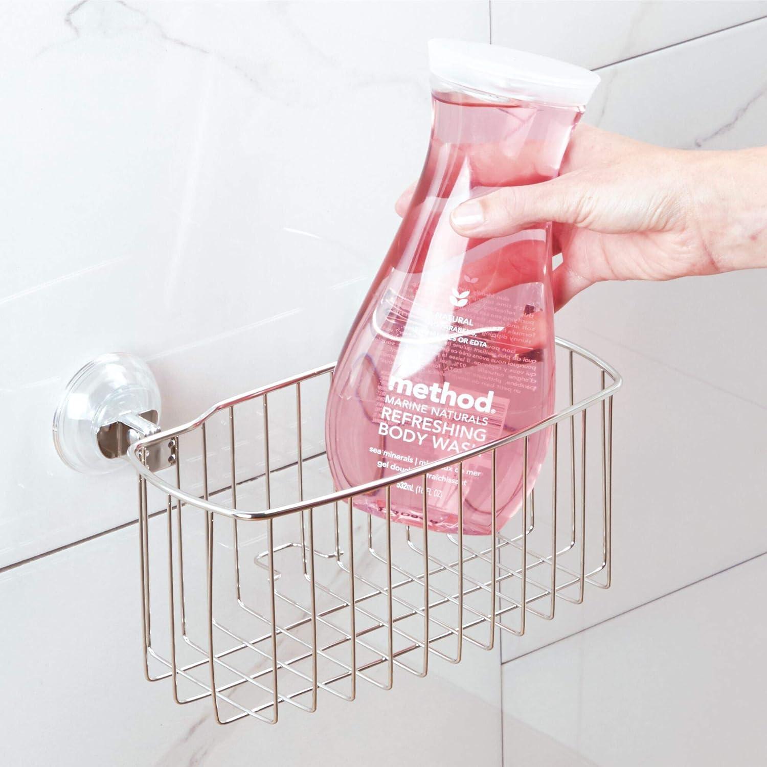 iDesign Reo Suction Stainless Steel Shower Basket