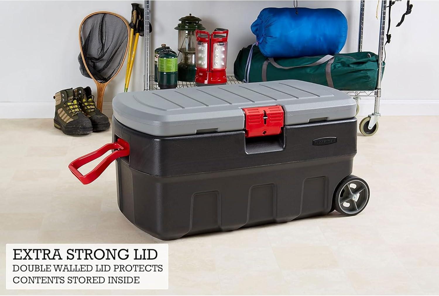 Rubbermaid Rubbermaid 35 Gal Wheeled Action Packer Heavy Duty Storage Tote with Lockable Lid