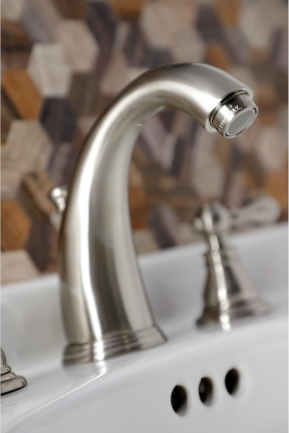 Kingston Brass American Classic Two-Handle 3-Hole Deck Mount Widespread Bathroom Faucet with Retail Pop-Up Drain