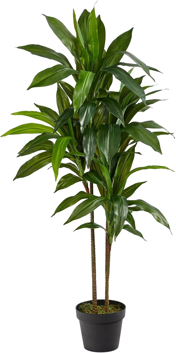 Nearly Natural 48" Green Dracaena Silk Plant with Plastic Pot