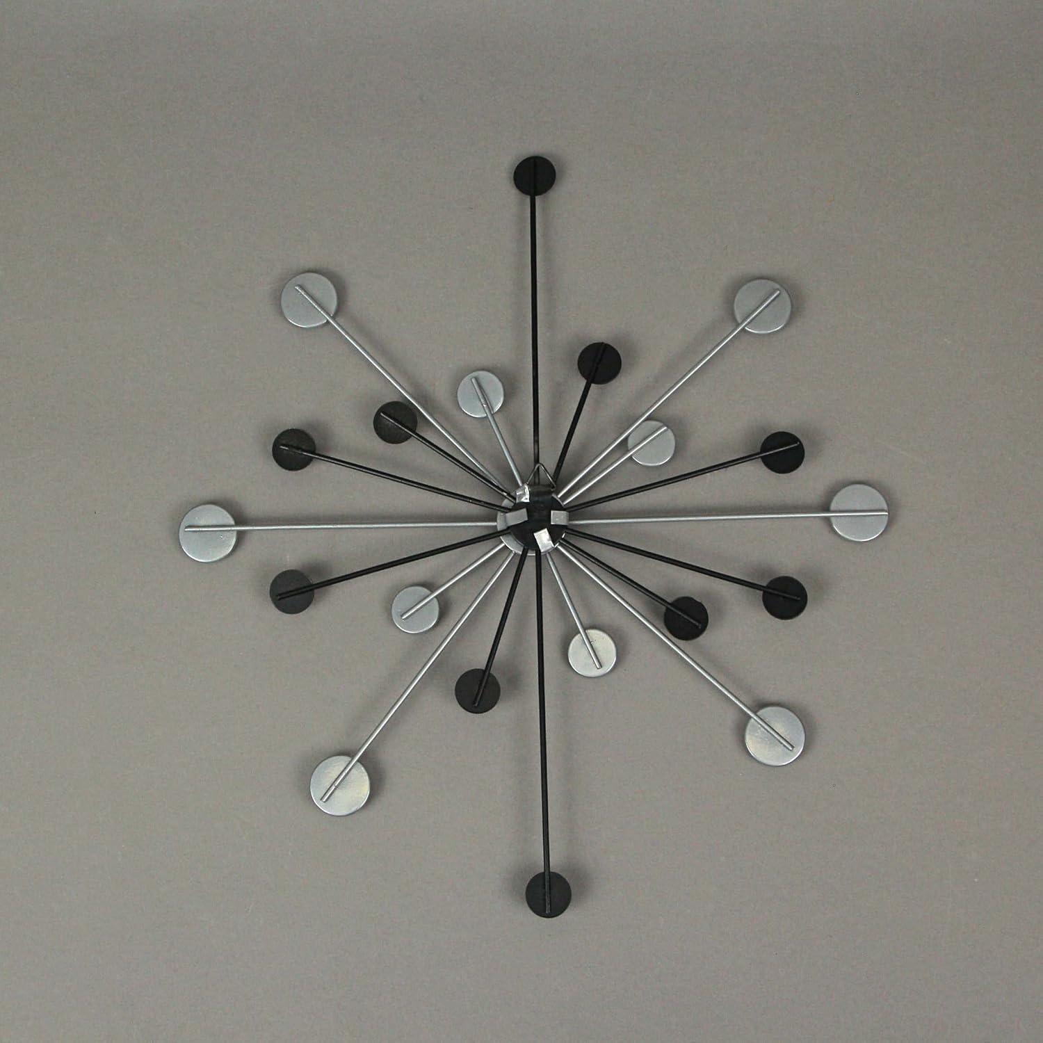 Zeckos Black Silver Metal Jeweled Atomic Starburst Wall Décor Set of 3