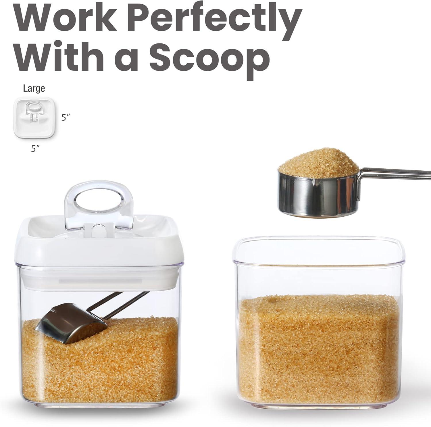 Felli Flip Tite Food Storage Container 5" LARGE Size Airtight Lid Lock Top, Stackable Kitchen Canister for Space Saving, Pantry Fridge Cupboard Organizer, Spice Seasoning Pet Treats Snack (1.1 qt)