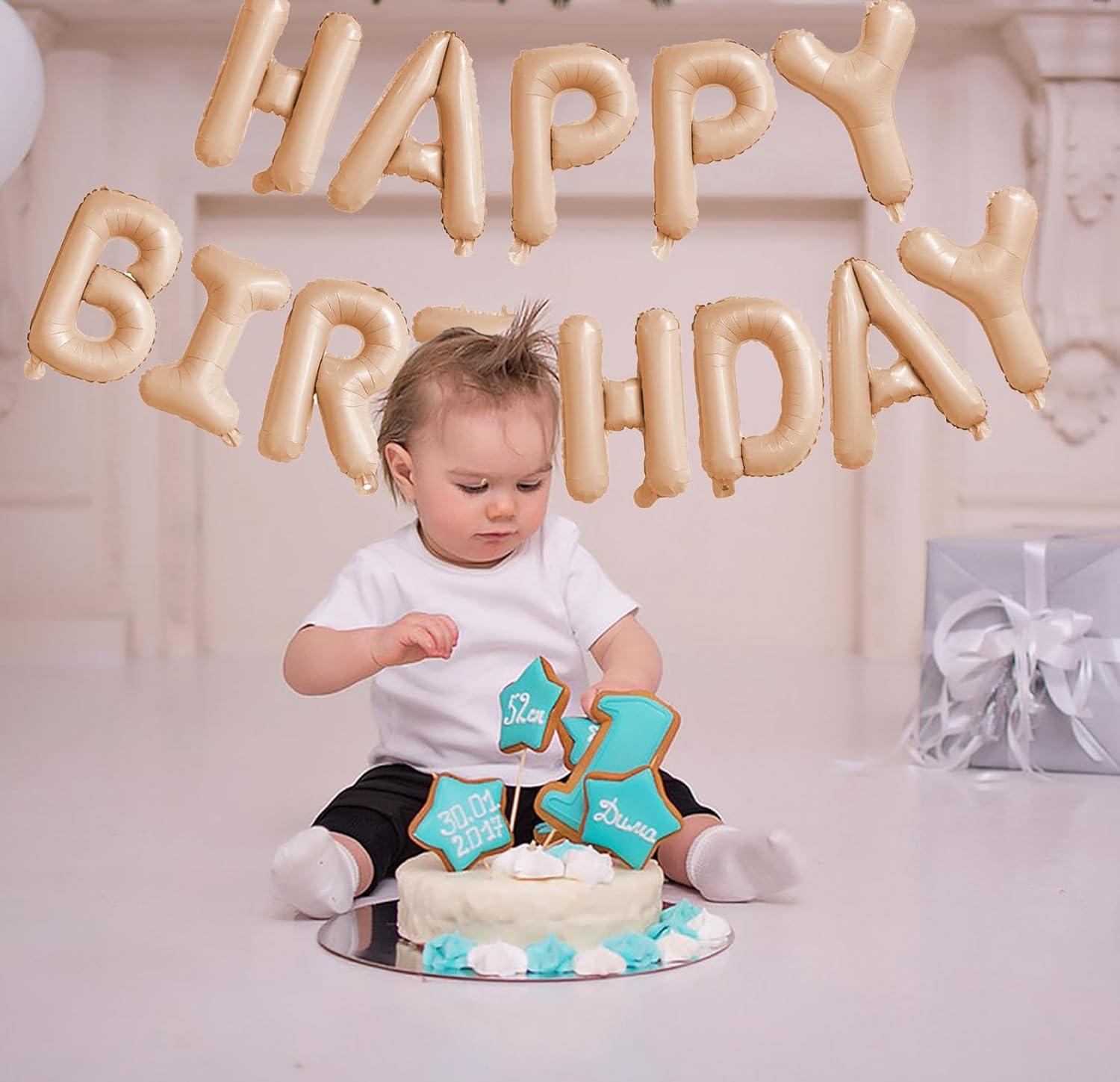 comerut 16inch Happy Birthday Letter Aluminum Foil Balloons Decoration Party Supplies