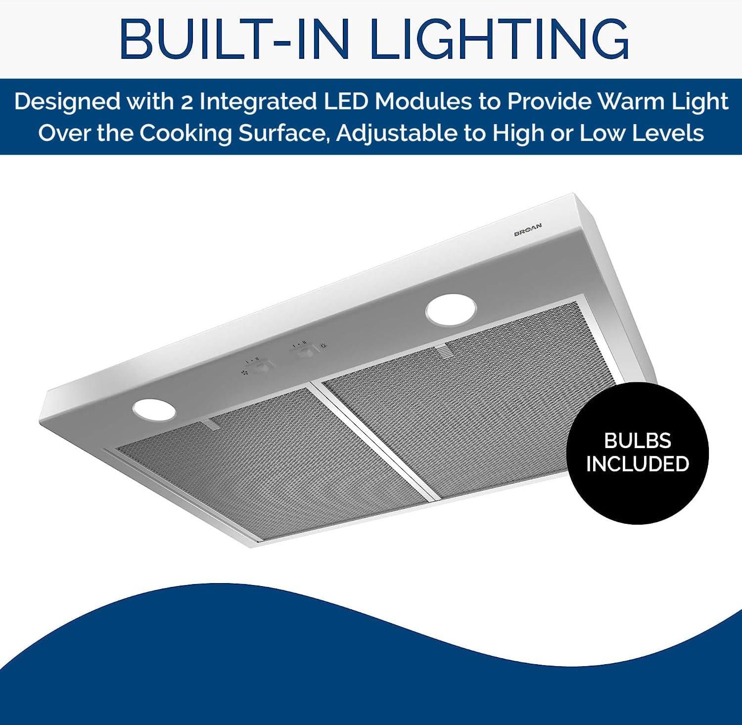 Broan NuTone Broan NuTone 30" Steel 250 CFM Convertible Under Cabinet Range Hood with Mesh Filter BKSH130WW