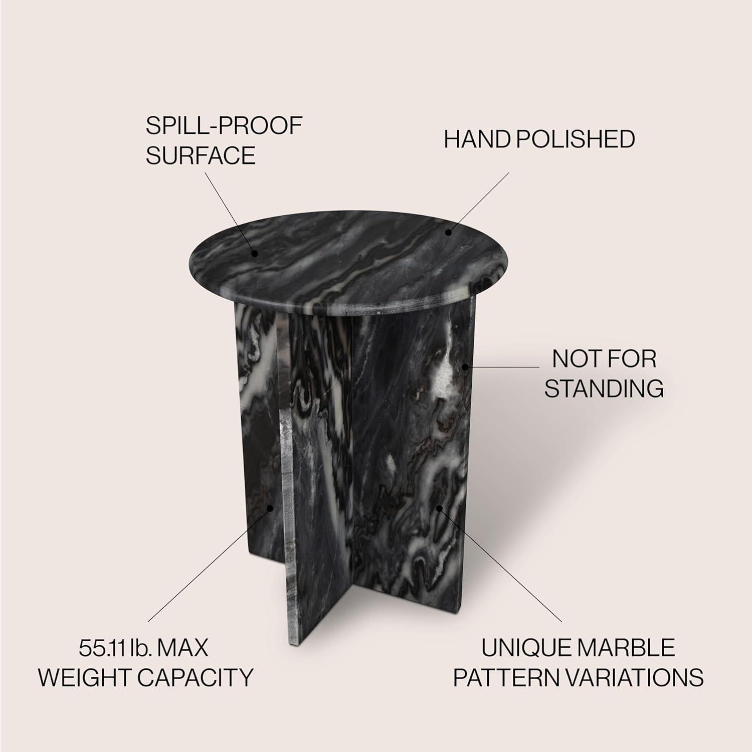 JONATHAN Y Javier 17.75" Contemporary Natural Marble Handmade X-Shaped End Table