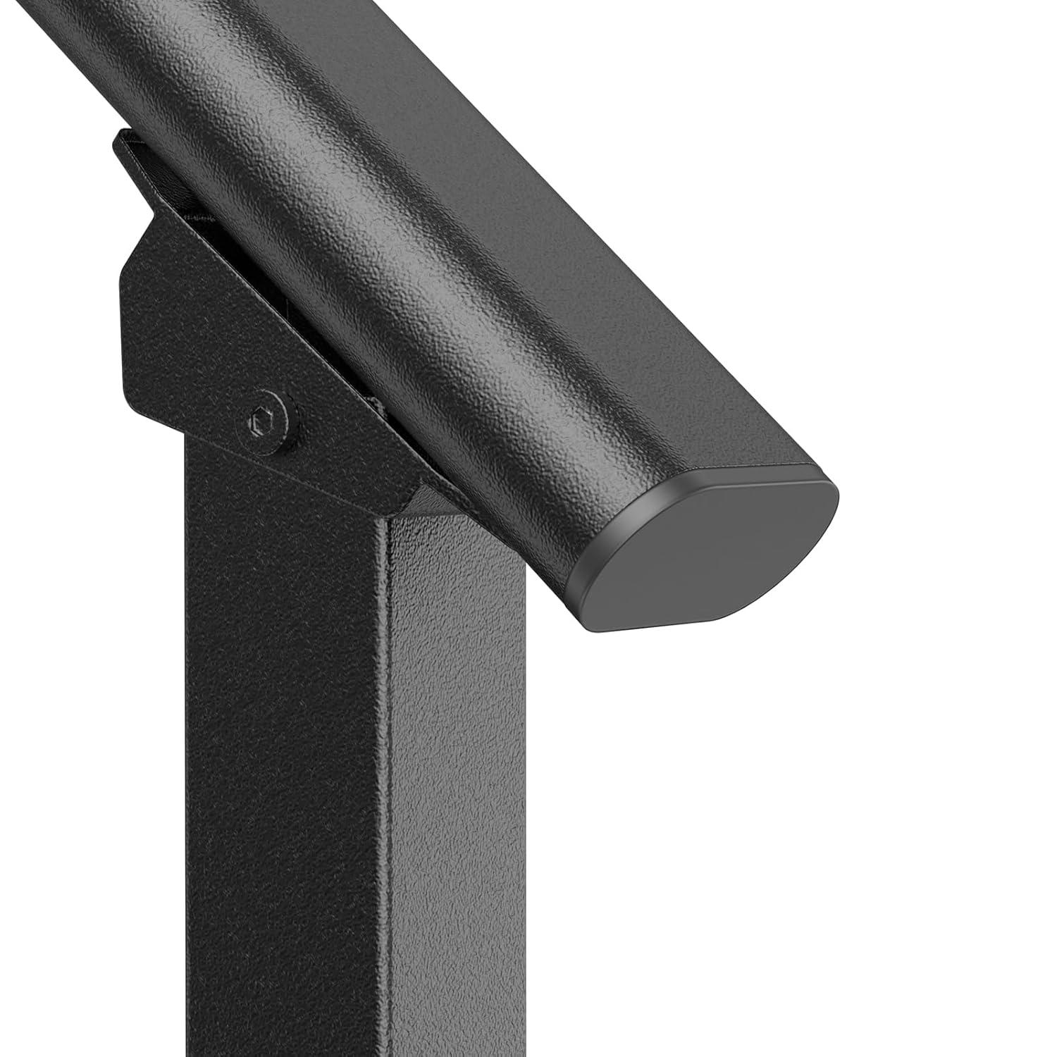 VEVOR Handrails for Outdoor Steps, 2 PCS 2-3 Step Stair Hand Rail Kit, Transitional Carbon Steel Railings with Installation Kit, Stair Rails for Seniors, Concrete & Porch & Deck, Black Square Tube