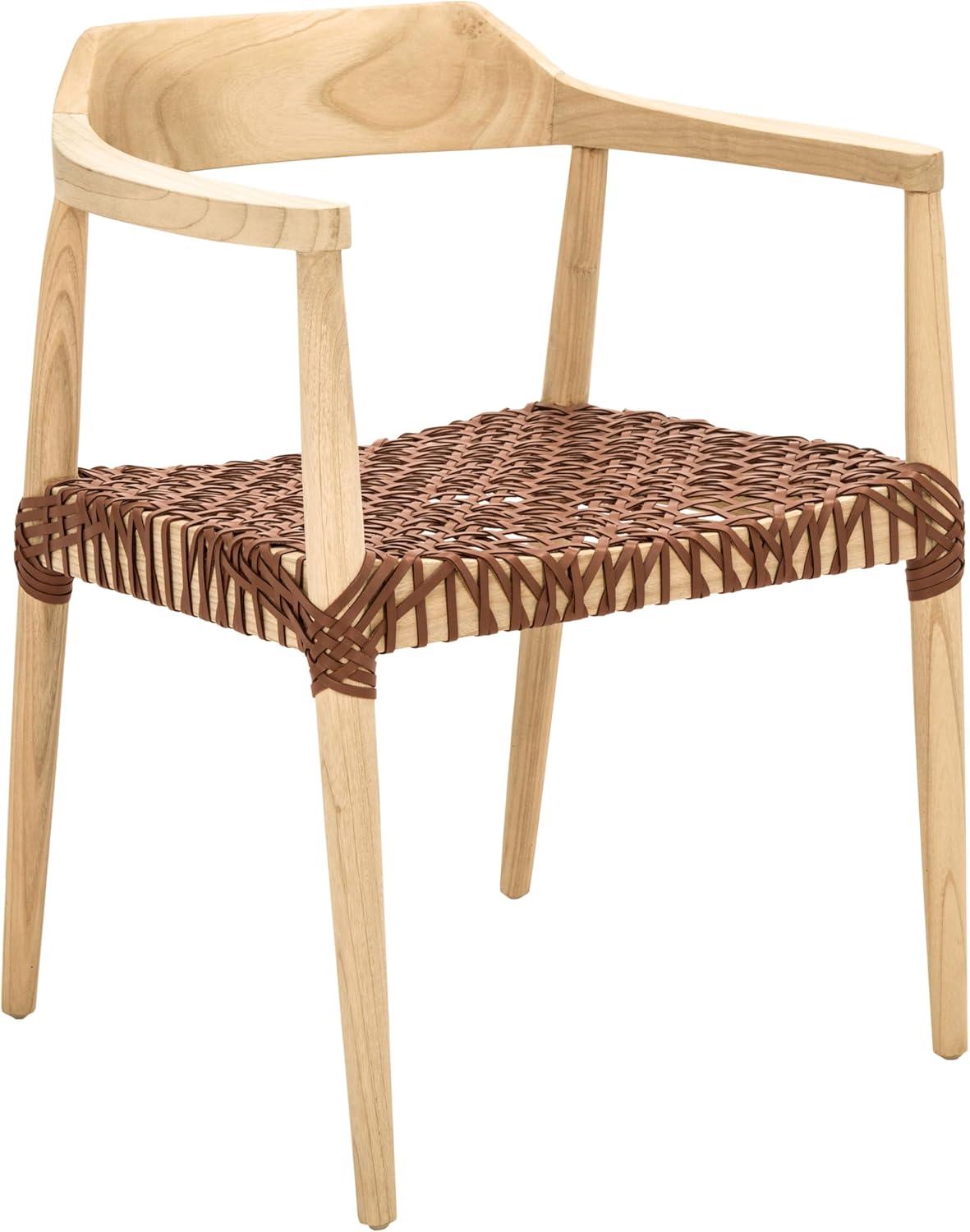 Munro Leather Woven Accent Chair - ACH1005 - Natural/Light Honey - Safavieh