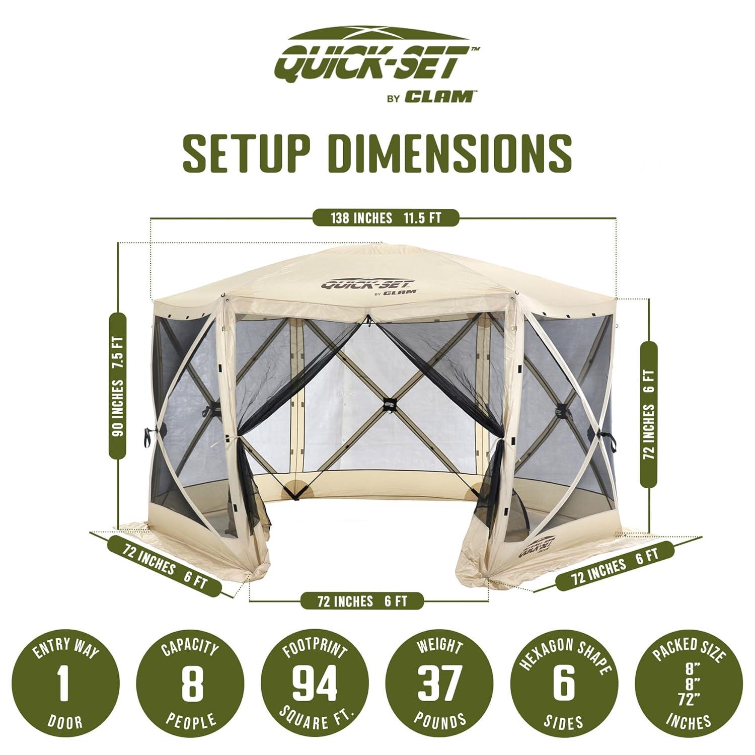 Clam CLAM Quick-Set Portable Outdoor Camping Canopy Shelter
