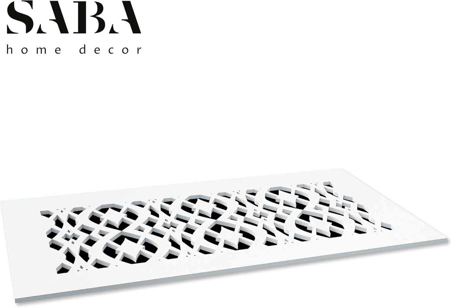SABA Home Decor Air Vent Cover Grille - Acrylic Fiberglass 6" x 8" Duct Opening (8" x 10" Overall) White Finish Decorative Register Covers for Walls and Ceilings, Charlotte (6" x 8", White)
