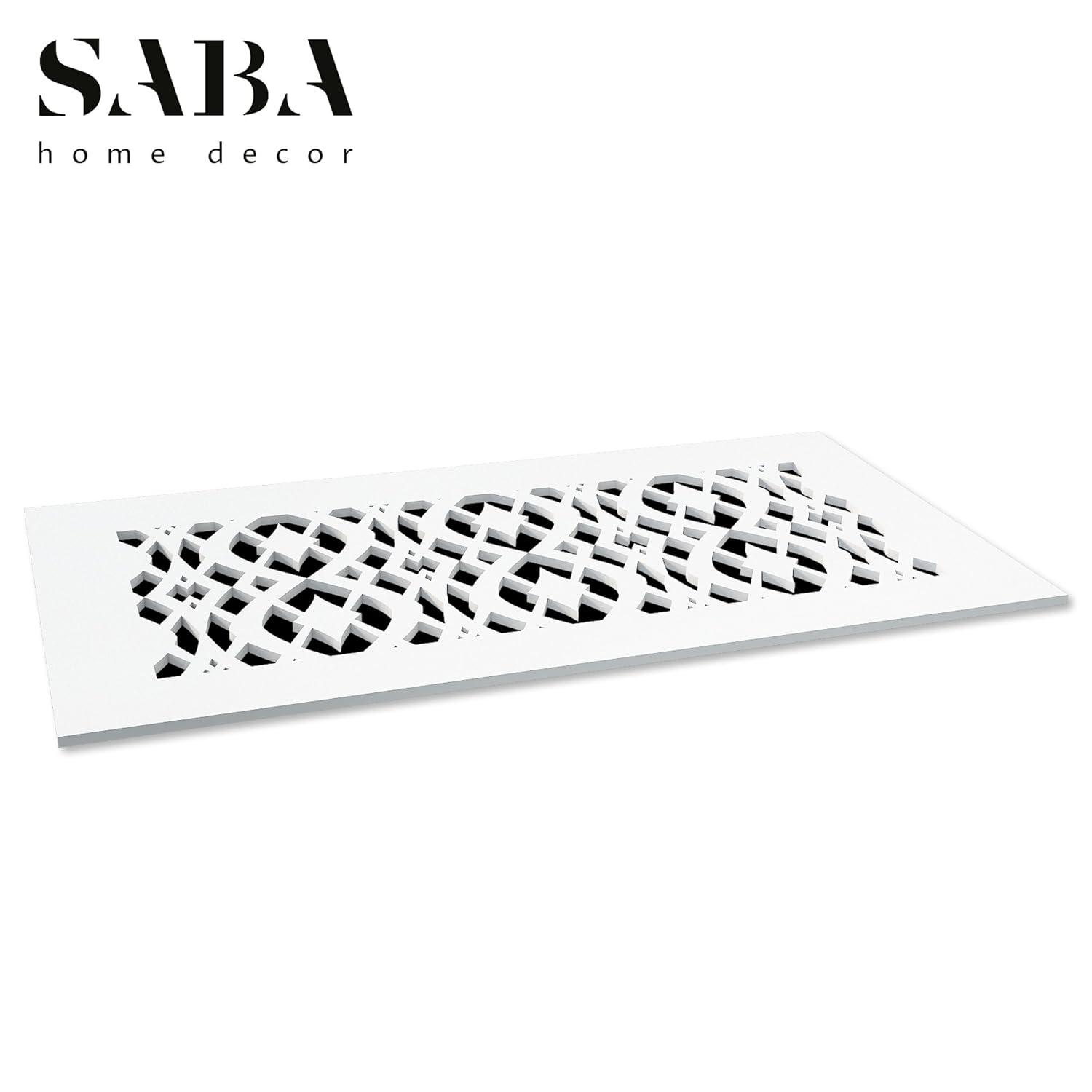 SABA Home Decor Air Vent Cover Grille - Acrylic Fiberglass 6" x 8" Duct Opening (8" x 10" Overall) White Finish Decorative Register Covers for Walls and Ceilings, Charlotte (6" x 8", White)